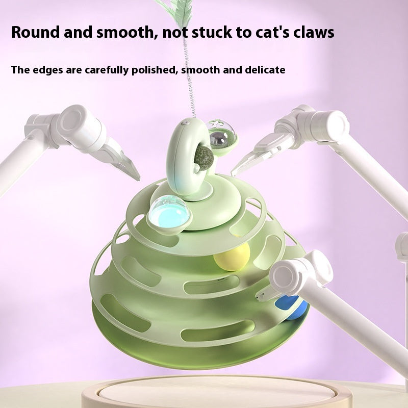 Cat Toy Tower Turntable Roller Balls Interactive Intelligence Toy