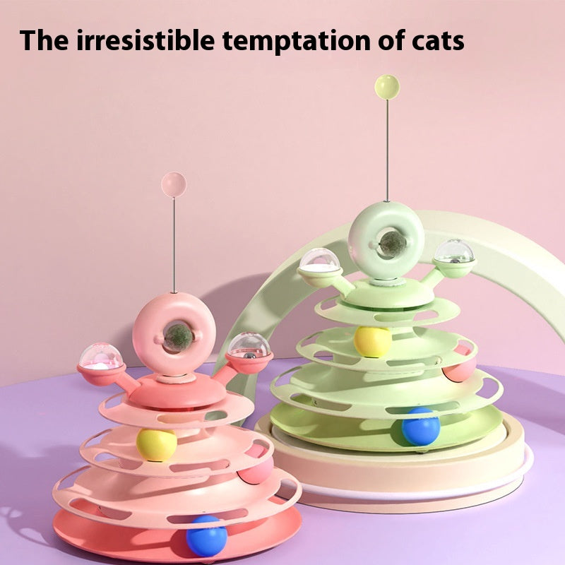 Cat Toy Tower Turntable Roller Balls Interactive Intelligence Toy
