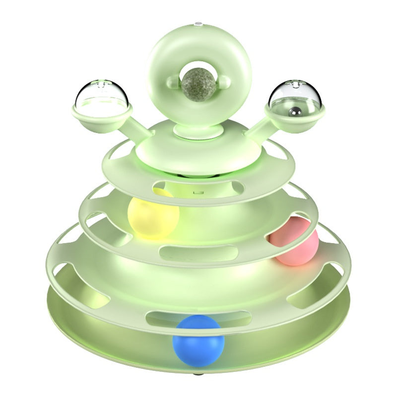 Cat Toy Tower Turntable Roller Balls Interactive Intelligence Toy
