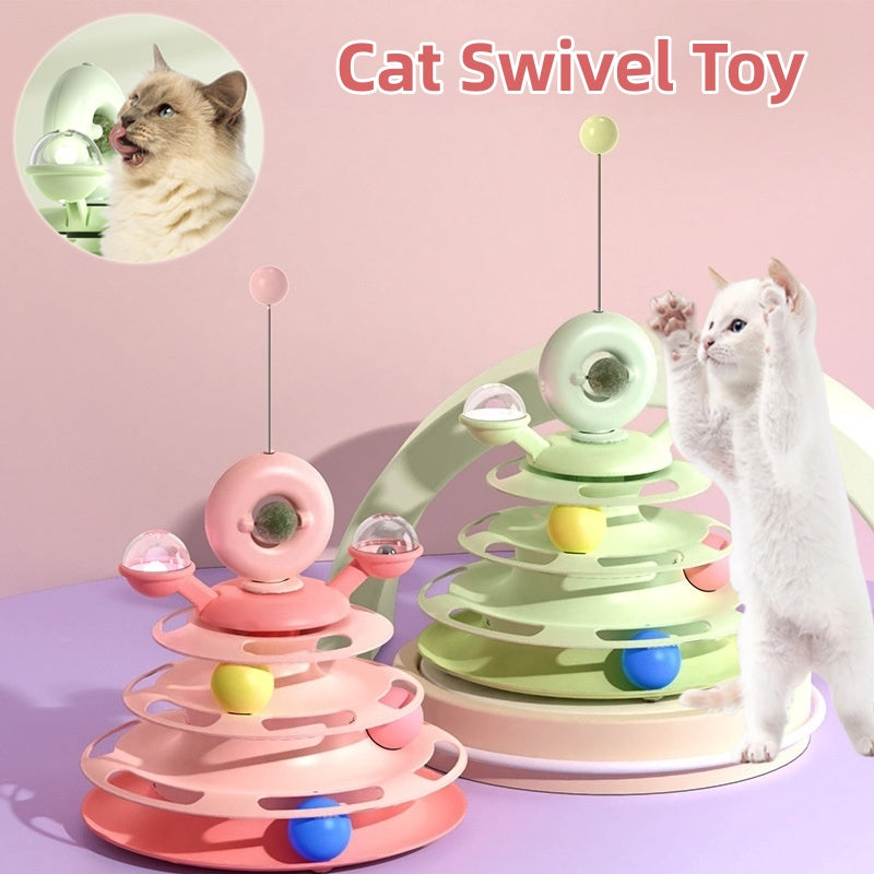 Cat Toy Tower Turntable Roller Balls Interactive Intelligence Toy